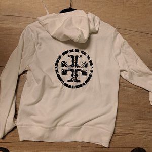 Tory Burch White Logo Hoodie